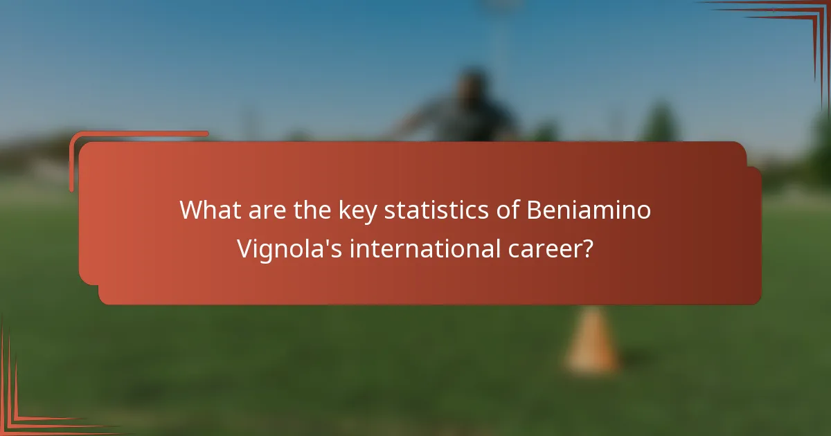 What are the key statistics of Beniamino Vignola's international career?